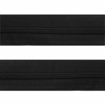 Рулонная молния с покрытием PVC спираль тип 3 (упак.270м) -черная с полосой СВО - купить в Старом Осколе. Цена: 12.74 руб.