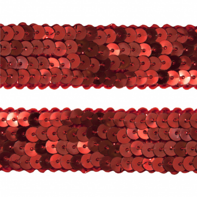 Тесьма с пайетками 3, шир. 20 мм/уп. 25+/-1 м, цвет красный - купить в Старом Осколе. Цена: 778.19 руб.