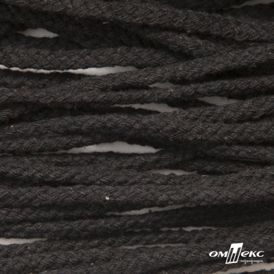 Шнур плетеный d-6 мм круглый, 70% хлопок 30% полиэстер, уп.90+/-1 м, цв.1078-черный - купить в Старом Осколе. Цена: 588 руб.