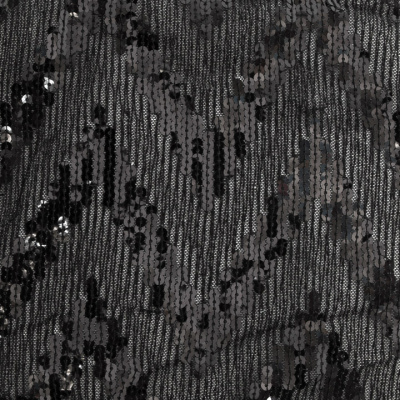 Трикотажное полотно с пайетками, шир.130 см, #311-бахрома чёрная - купить в Старом Осколе. Цена 1 183.35 руб.