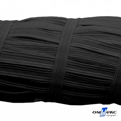 Резиновые нити с текстильным покрытием, шир. 6 мм (55 м/уп), цв.-черный - купить в Старом Осколе. Цена: 210.75 руб.