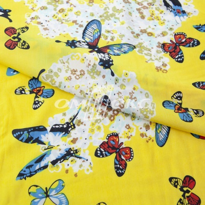 Плательная ткань "Софи" 7.2, 75 гр/м2, шир.150 см, принт бабочки - купить в Старом Осколе. Цена 243.96 руб.