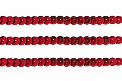 Пайетки "ОмТекс" на нитях, SILVER-BASE, 6 мм С / упак.73+/-1м, цв. 3 - красный - купить в Старом Осколе. Цена: 468.37 руб.