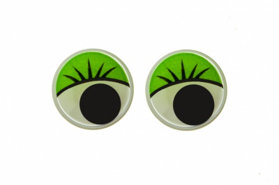 Глазки для игрушек, круглые, с бегающими зрачками, 15 мм/упак.50+/-2 шт, цв. -зеленый - купить в Старом Осколе. Цена: 113.01 руб.