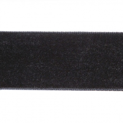 Лента бархатная нейлон, шир.25 мм, (упак. 45,7м), цв.03-черный - купить в Старом Осколе. Цена: 800.84 руб.