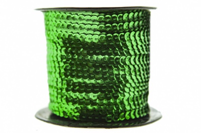 Пайетки "ОмТекс" на нитях, SILVER-BASE, 6 мм С / упак.73+/-1м, цв. 4 - зеленый - купить в Старом Осколе. Цена: 484.77 руб.