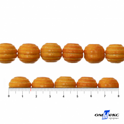 0309-Бусины деревянные "ОмТекс", 16 мм, упак.50+/-3шт, цв.003-оранжевый - купить в Старом Осколе. Цена: 62.22 руб.