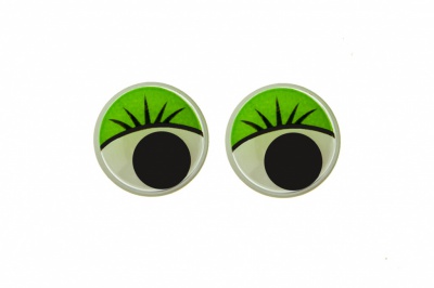 Глазки для игрушек, круглые, с бегающими зрачками, 12 мм/упак.50+/-2 шт, цв. -зеленый - купить в Старом Осколе. Цена: 96.01 руб.