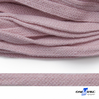 Шнур плетеный d-8 мм плоский, 70% хлопок 30% полиэстер, уп.85+/-1 м, цв.1019-св.розовый - купить в Старом Осколе. Цена: 735 руб.