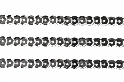 Пайетки "ОмТекс" на нитях, SILVER-BASE, 6 мм С / упак.73+/-1м, цв. 1 - серебро - купить в Старом Осколе. Цена: 468.37 руб.