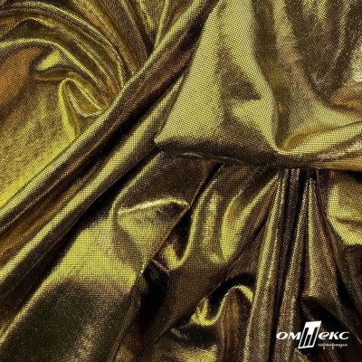 Трикотажное полотно голограмма, шир.140 см, #602 -чёрный/золото - купить в Старом Осколе. Цена 385.88 руб.