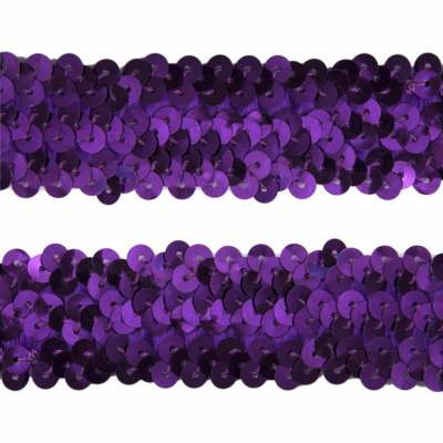 Тесьма с пайетками 12, шир. 30 мм/уп. 25+/-1 м, цвет фиолет - купить в Старом Осколе. Цена: 1 098.48 руб.