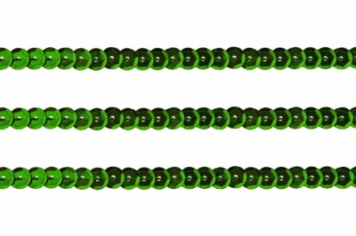 Пайетки "ОмТекс" на нитях, SILVER-BASE, 6 мм С / упак.73+/-1м, цв. 4 - зеленый - купить в Старом Осколе. Цена: 484.77 руб.