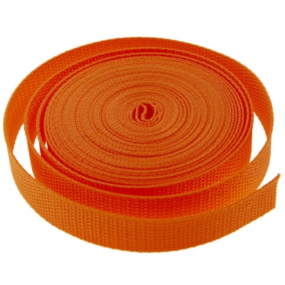 Стропа текстильная, шир. 25 мм (в нам. 50+/-1 ярд), цвет оранжевый - купить в Старом Осколе. Цена: 409.94 руб.