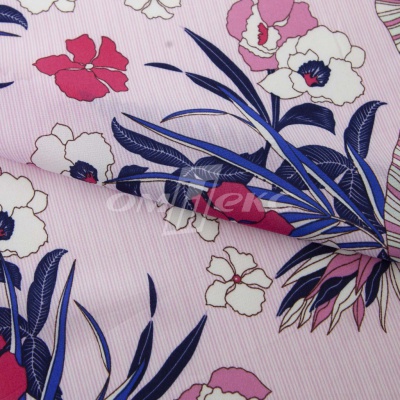 Плательная ткань "Фламенко" 18.1, 80 гр/м2, шир.150 см, принт растительный - купить в Старом Осколе. Цена 239.03 руб.