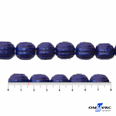 0309-Бусины деревянные "ОмТекс", 16 мм, упак.50+/-3шт, цв.006-синий - купить в Старом Осколе. Цена: 62.22 руб.