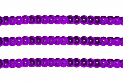 Пайетки "ОмТекс" на нитях, SILVER-BASE, 6 мм С / упак.73+/-1м, цв. 12 - фиолет - купить в Старом Осколе. Цена: 300.55 руб.